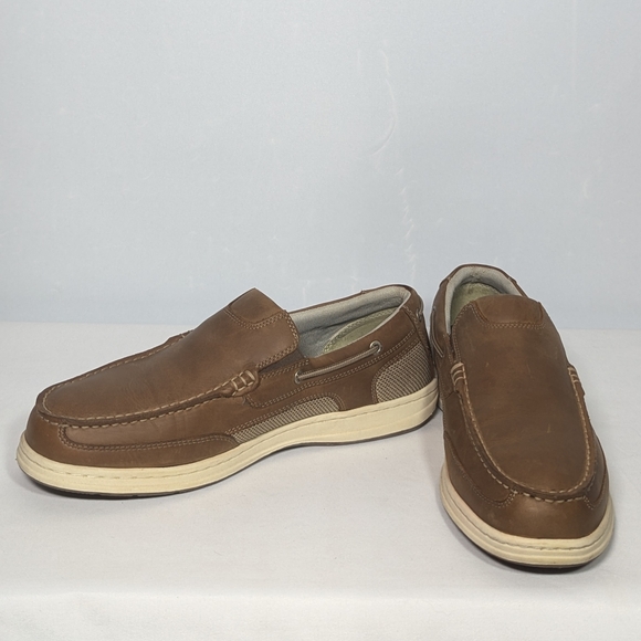 NEW Dockers Mens Leather Tiller Boat Shoe Sz 12 tan - Picture 2 of 4